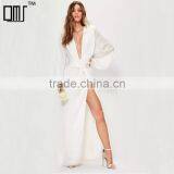 OEM WOMEN Deep V-neck and Split Hem Kimono Long Sleeve Prom Dress thumbnail-1