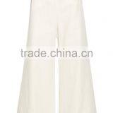 New Trendy 2015 Ivory Slub Twill Wide-leg Pants Office Lady Wear to Work Business Trousers thumbnail-1