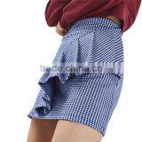 2017 OEM Elegant Sexy Raffle Falbala Plaid Mini Skirt thumbnail-3