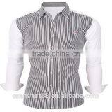 2016 New Wholesale Stylish Vertical Stripes Long Sleeve Button Down Custom Mens Casual Dress Shirts thumbnail-1