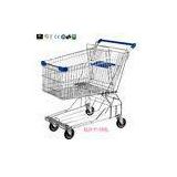 Heavy Duty 4 Wheel Metal Wire Shopping Trolley For Supermarket Zinc Plating 150L