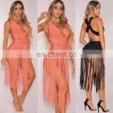 Womens Sexy V Neck Backless Tassels Sexy Night Club Dresses thumbnail-2