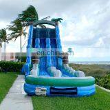Blue Tropical Paraside Slip and Slide Monsoon Tall Inflatable Marble Curved Kids Water Slide With Pool thumbnail-3