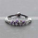 Braided natural stone bead jewelry bracelet with bell XE09-192