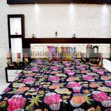 Reversible Flower Prints Bedspread Different Colours Tapestery Vintage Ethnic Bed Cover Handstiched Bohemian Quilt