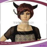 Cheap Short Synthetic ox Horn Brown Halloween Party Wigs thumbnail-1