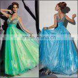 Hot Sale Elegant and Beautiful Organza Prom Dress With Colorful Beading and Tank High Quality V-Neck A-Line Prom Dress thumbnail-1
