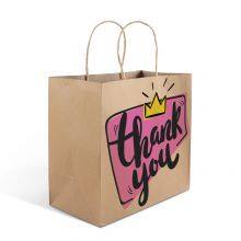 Custom Logo Printed Eco Friendly Take Away Brown Kraft Paper Bags Carrier Clothing Packaging Shopping Paper Bags With Handle thumbnail-1
