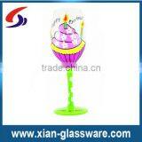 Promotional Wholesale Hand Painted Happy Birthday Wine Glass thumbnail-1