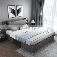 Modern Design Wood King Size Bed Bedroom Furniture Set Wooden Beds With LED Light Storage Box Beds thumbnail-2