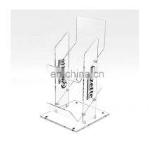 Floor Standing 2 Shelves Custom Newspaper Organizer Acrylic Magazine Shelf