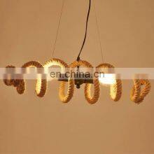 Vintage Lighting Pendant Light E27 Restaurant Chandelier Hanging Iron Bamboo Rope Lighting Hemp Rope Chandelier thumbnail-2