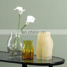 Body Shaped Glass Vase Female Clear Blue Brown Matter Butter Butt Floreros De Vidrio Glasvase Glass Vase For Nordic Home Decor
