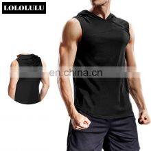 Polyester Hooded Mens Tank Tops Custom Athletic Stringer Quick Dry Bodybuilding Gym Vests