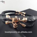 2016 New Coming Stingray/ Python Leather Genuine Leather Bracelet With Skull Clasp Made In China thumbnail-6