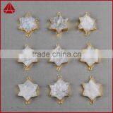 White Summer SALE Star Druzy Druzzy Drusy Electroplated 24K Gold Plated Double Bail Pendant thumbnail-6