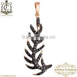 14k Rose Gold Pendant Jewelry. Black Pave Diamond Jewelry. Wholesale Rose Gold Handmade Jewellry Supplier In India