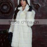 Emk1451 Lady Warm White Mink Fur Jacket With Hood thumbnail-1