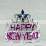 9cm HighX12cm Diameter Metallic Silver Happy New Year Plastic Tiara Tiaras and Crowns thumbnail-1