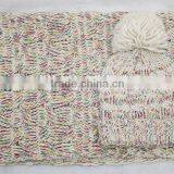 High Quality Chunky Special Yarn Cuffed Knit Hat & Loop Set