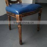 Classic Leather Armless Dining Chair/Wooden Dining Chair/Louis Solid Wooden Dinner Chair thumbnail-4