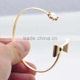 High Quality Environmental Copper Cuff Bangle Gold Plated Bowknot&Flower Women Bracelet thumbnail-2