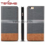Grey color classic wallet for iphone 6 cell phone case with back stand feature