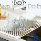 japanese 100% food-safe silicone kitchenware sink mat plate drainer strainer silicon roll drainer