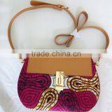 2016 Famous New Style Cross Bags for Girls Ankara African Prints and Fabric Bag PU Leather Handbag thumbnail-1