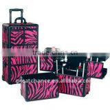 Pink Zebra Rolling Makeup Cosmetic Case