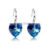 Fashion 925 Sterling Silver Blue Love Earrings ,the Heart of Austrian Crystal Earrings ! thumbnail-3