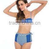 2016Top Selling Striped Retro Push Up High Waist Bikini Swimwear thumbnail-2