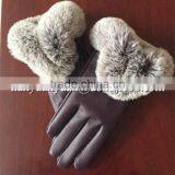 Driving Gift best suede fashion winter fur fingerless leather gloves