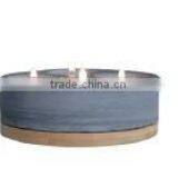 black slate candle holder with bamboo base