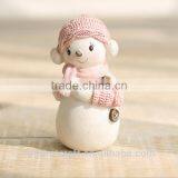 Resin Pink Cute Snowman Figurine Christmas Decorations thumbnail-5