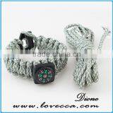 8 in 1 Survival Gear Paracord Bracelet Compass Fishing Kit Flint Fire Starter thumbnail-2