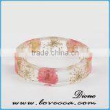 Natural Dry Flowers Hand Women Bangles Clear Pressed Flower Resin Bangle Bracelet thumbnail-3