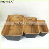 3 Sizes Bamboo Storage Organizer Bin/Color Outside Storage Box/Homex_FSC/BSCI Factory thumbnail-1