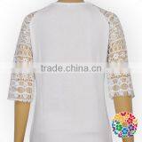 2017 Spring New Designs Women Tshirts White Lace Sleeve Raglan Blouse Women Tops thumbnail-5