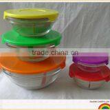 Glass Bowl With Color Lids thumbnail-1