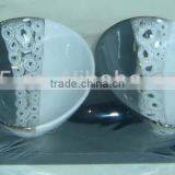 Set of 2 Hand Printing Stoneware Party Snack Tray Ceramic Bowl thumbnail-1