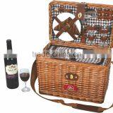 4 Pcs Melamine Plates and Wine Glasses Willow Picnic Hamper Basket thumbnail-5