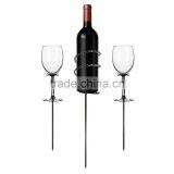 Wine Stakes Set, Wine Sticks Holds Bottle and 2 Glasses Preventing Them From Spilling or Breaking