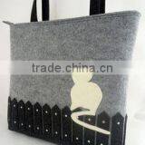 Eco-friendly Women Felt Handbag , Shoulder Bag With Leather Strap thumbnail-1