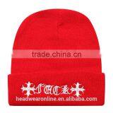 Red Embroidery Knitted Hats thumbnail-2