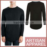 comfortable wearing longline autumn bottom t shirt custom plain black long sleeves oversized t shirt for man