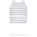 2016 Ladies Sexy White Ribbed Stripe Crop Top HST8040 thumbnail-4