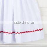 2017 White Summer Baby Short Sleeve Stars and Stripes Smocked Dress Children Frocks Designs for Kids Clothing thumbnail-2