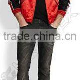 Embroidered Satin Bomber Jacket,sporty Cool Jacket,rib Collar and Sleeve Cuff Jacket thumbnail-1