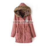 Womens Hooded Warm Winter Coats Faux Fur Lined Parkas Black Pink Green Blue Red thumbnail-4